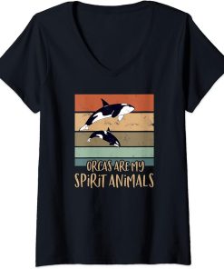 Womens Orca Whale Family I Killer Whale Quote Orca V-Neck T-Shirt