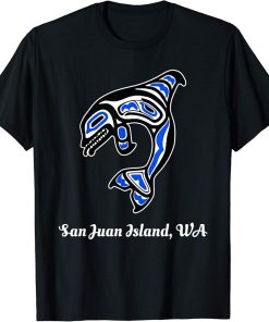 Blue Native American San Juan Island WA Orca Killer Whale T-Shirt