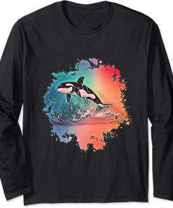 Orca Motif Whale Ocean Predator Design Animals Orcas Long Sleeve T-Shirt