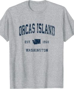 Orcas Island Washington WA Vintage Athletic Navy Sports Desi T-Shirt