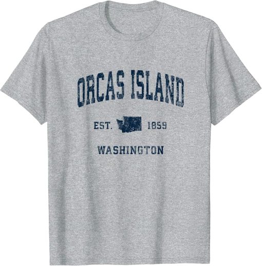 Orcas Island Washington WA Vintage Athletic Navy Sports Desi T-Shirt